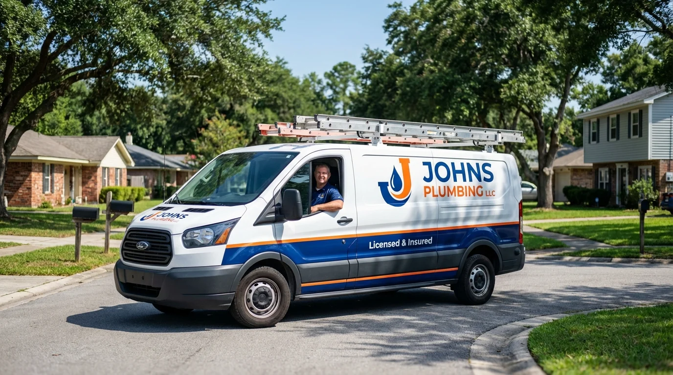 Johns Plumbing LLC service van in Weehawken, NJ