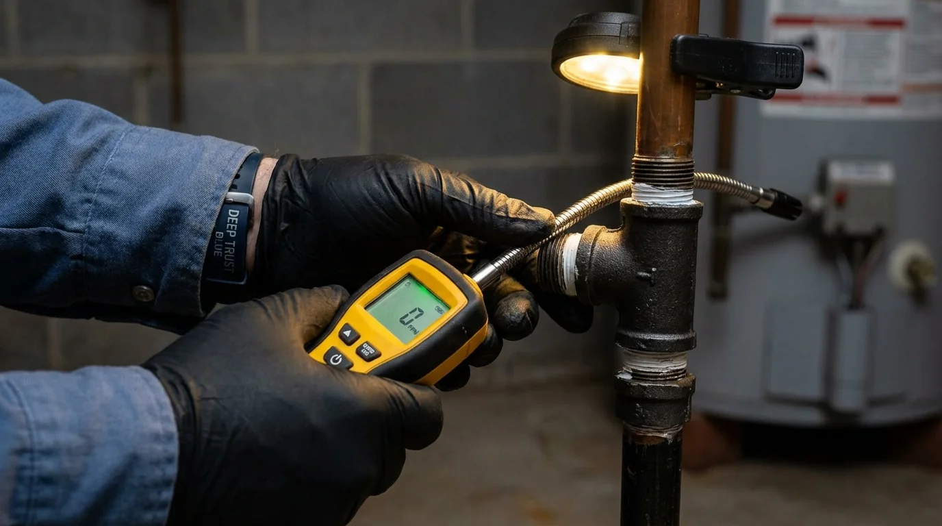 Gas leak detection with electronic sniffer by Johns Plumbing LLC in Weehawken