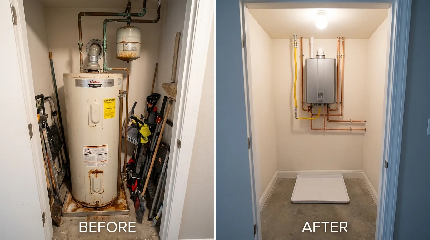 Tank water heater versus wall-mounted tankless unit comparison for Weehawken, NJ homeowners