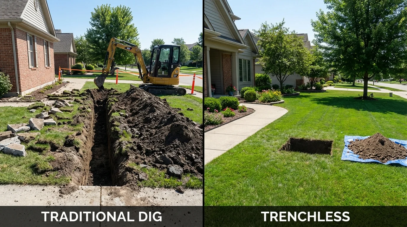 Trenchless sewer repair with minimal yard damage versus traditional excavation in Weehawken, NJ